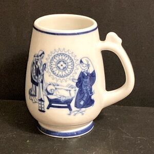 1970 PORSGRUND Porcelain Christmas Mug ON THE ROAD TO BETHLEHEM Made In Norway